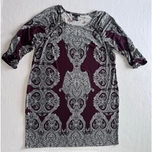 Maroon Modest Curvy Woman Zipper Dress